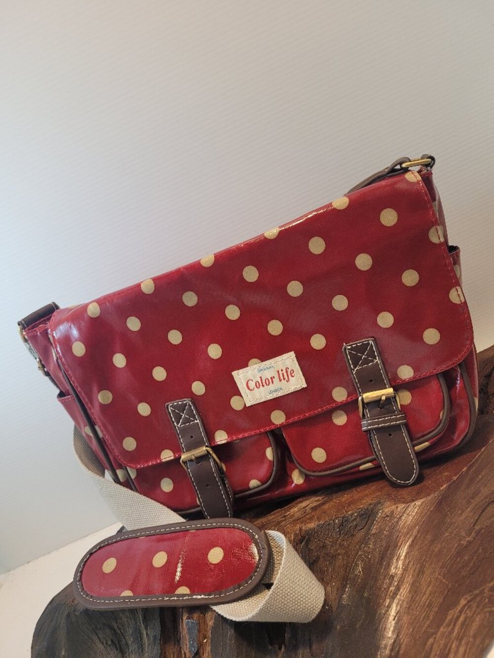 Color Life Original Londan Red Polka Dot Messenger Crossbody